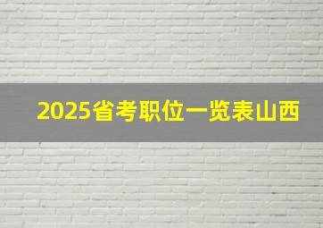 2025省考职位一览表山西