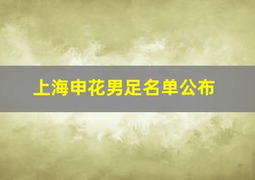 上海申花男足名单公布