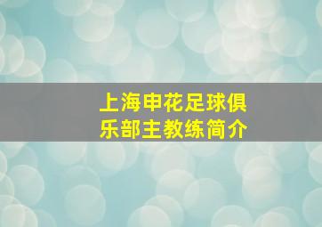 上海申花足球俱乐部主教练简介