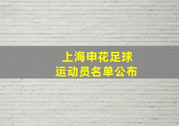 上海申花足球运动员名单公布