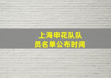 上海申花队队员名单公布时间