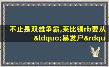 不止是双雄争霸,莱比锡rb要从“暴发户”变身争冠者