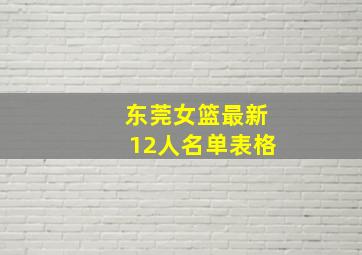 东莞女篮最新12人名单表格