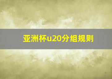 亚洲杯u20分组规则