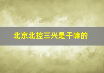 北京北控三兴是干嘛的