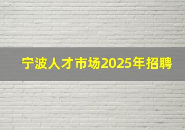 宁波人才市场2025年招聘