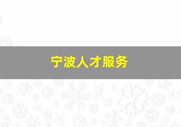 宁波人才服务