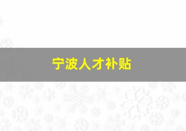 宁波人才补贴