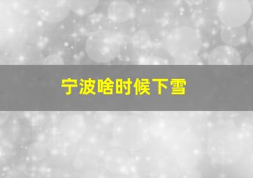 宁波啥时候下雪