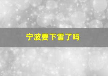 宁波要下雪了吗