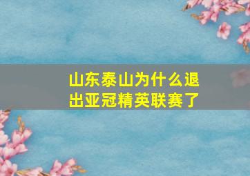 山东泰山为什么退出亚冠精英联赛了