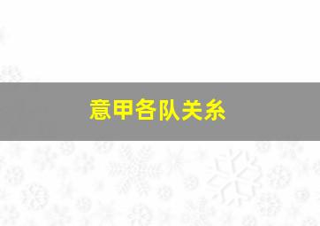 意甲各队关糸