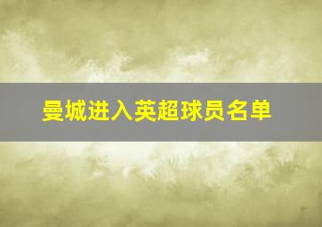 曼城进入英超球员名单