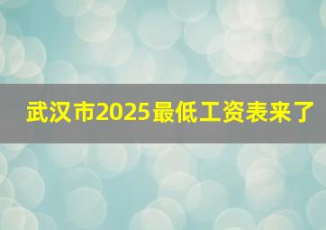 武汉市2025最低工资表来了
