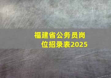 福建省公务员岗位招录表2025