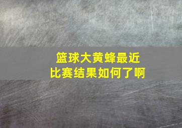 篮球大黄蜂最近比赛结果如何了啊
