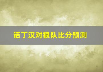 诺丁汉对狼队比分预测