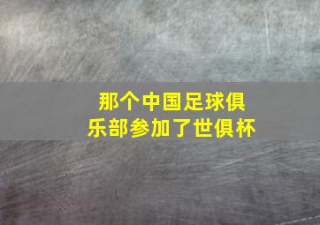 那个中国足球俱乐部参加了世俱杯