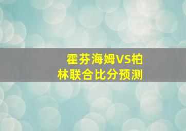 霍芬海姆VS柏林联合比分预测