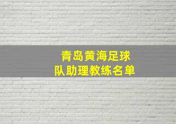 青岛黄海足球队助理教练名单