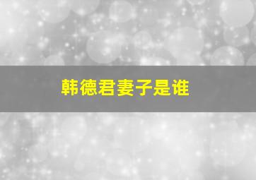 韩德君妻子是谁